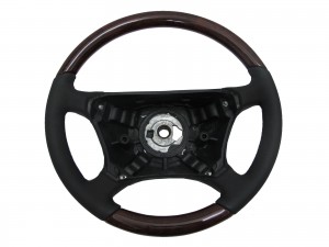 CrazyTheGod W220 1998-2005 -STEERING WHEEL OE WALNUT WOOD BLACK Leather for Mercedes-Benz