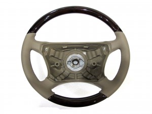 CrazyTheGod W220 1998-2005 -STEERING WHEEL OE WALNUT WOOD BEIGE Leather for Mercedes-Benz