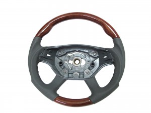 CrazyTheGod W221 2008-2009 FACELIFTED STEERING WHEEL SPORT Light Walnut WOOD GRAY Leather for Mercedes-Benz
