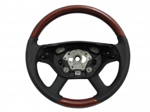 CrazyTheGod W216/C216 2008-2009 FACELIFTED STEERING WHEEL OE Light Walnut WOOD BLACK Leather for Mercedes-Benz